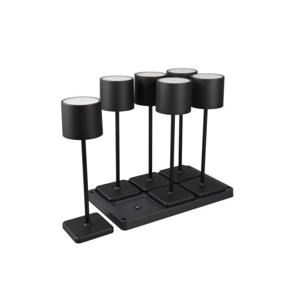 Pack 6 Lámparas de Sobremesa LED para Exterior IP54 FERNANDEZ Batería + Estación de Carga | LeonLeds