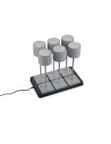 Pack 6 Lámparas de mesa LED Exterior Batería FERNANDEZ Estación de Carga + Batería Recargable IP54 | LeonLeds