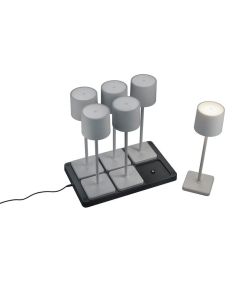 Pack 6 Lámparas de mesa LED Exterior Batería FERNANDEZ Estación de Carga + Batería Recargable IP54 | LeonLeds 2