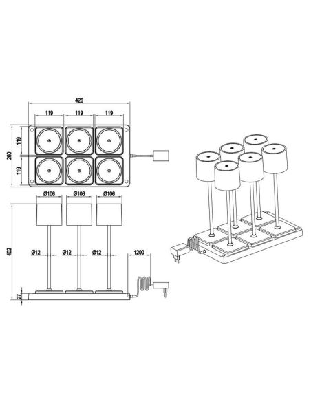 Pacote de 6 medidas de produto de candeeiros de mesa LED reguláveis
