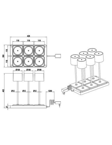 Pack 6 Lámparas de Sobremesa LED para Exterior IP54 FERNANDEZ Batería + Estación de Carga | LeonLeds