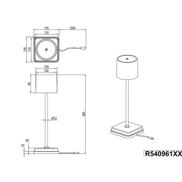 FERNANDEZ Candeeiro de mesa LED para exterior recarregável USB-C IP54 | LeonLeds