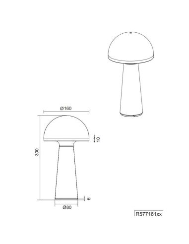 FUNGO Lampe de table LED style champignon Batterie USB-C Intensité réglable | LéonLeds