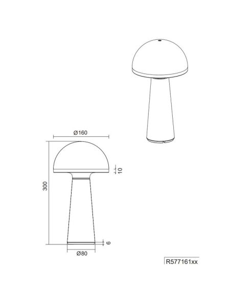 FUNGO Lampe de table LED style champignon Batterie USB-C Intensité réglable | LéonLeds