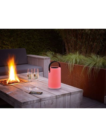 Lámpara de Sobremesa Exterior Con Asa GARCIA Carga Solar y Batería USB-C RGB | LeonLeds