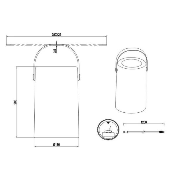 Lámpara de Sobremesa Exterior Con Asa GARCIA Carga Solar y Batería USB-C RGB | LeonLeds
