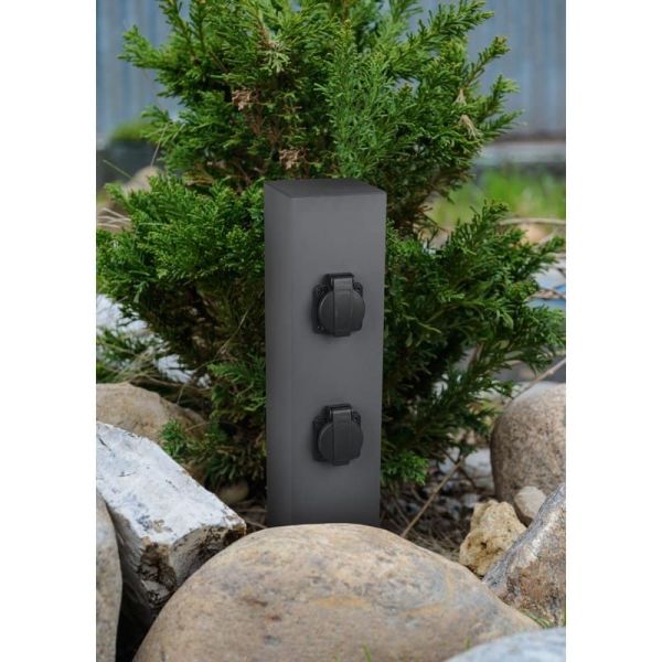 Toma de Corriente Estilo Baliza 2 Enchufes GARDEN SOCKET IP44 | LeonLeds
