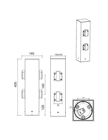Prise de courant de style balise 2 fiches PRISE DE JARDIN IP44 | LéonLeds