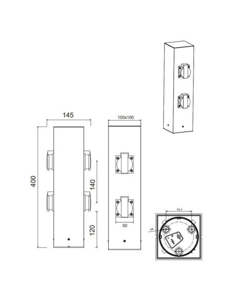 Toma de Corriente Estilo Baliza 2 Enchufes GARDEN SOCKET IP44 | LeonLeds