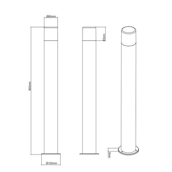 Baliza para Exterior HOOSIC 80cm 1xE27 max.28W IP44 | LeonLeds