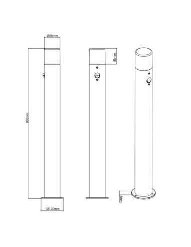Baliza Con Sensor Movimiento HOOSIC 80cm Exterior | LeonLeds