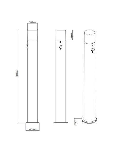 Baliza Con Sensor Movimiento HOOSIC 80cm Exterior | LeonLeds