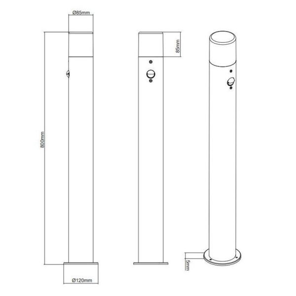 Baliza Con Sensor Movimiento HOOSIC 80cm Exterior | LeonLeds