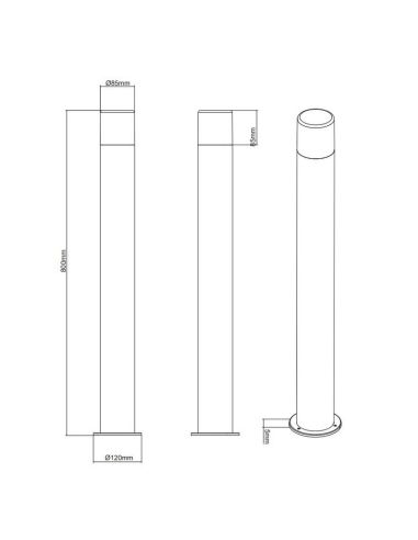 Baliza Exterior HOOSIC 80cm Bombilla excl. 1xE27 max.28W IP44 | LeonLeds