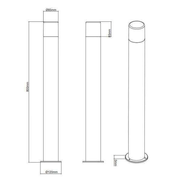 Baliza Exterior HOOSIC 80cm Bombilla excl. 1xE27 max.28W IP44 | LeonLeds