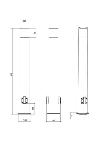 Balise de Surface Extérieure 2 Prises de Courant HOOSIC 80cm | LéonLeds