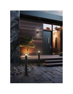 Baliza Exterior con Sensor de Movimiento HOOSIC 80cm Pantalla Ahumada Bombilla excl.1xE27 max.28W IP44 | LeonLeds 2
