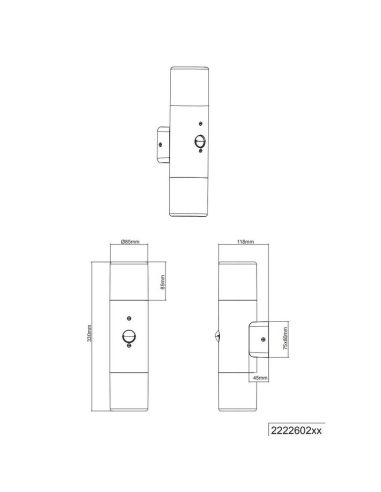 Aplique de Pared 2 Luces Exterior HOOSIC Sensor de Movimiento | LeonLeds