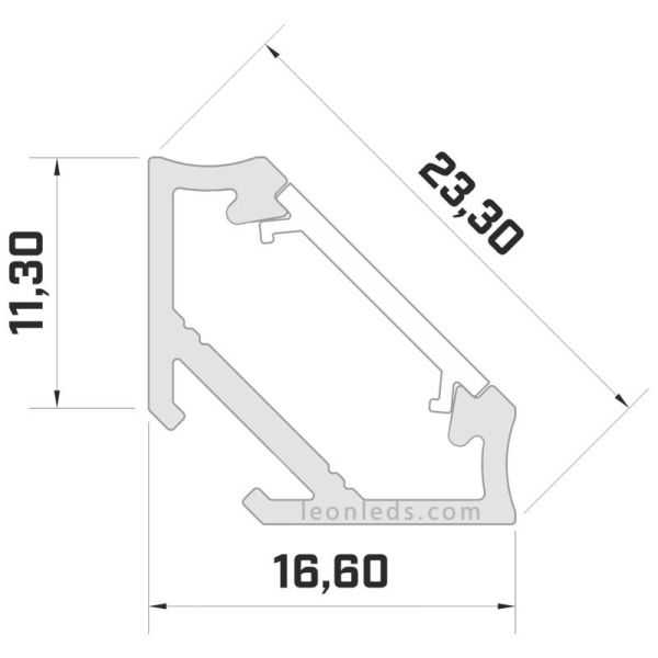 Perfil Angular de Alumínio -Tipo C- 2M | LeónLeds