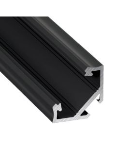 45º Winkelprofil für LED-Streifen in eloxiertem Schwarz -Typ C- 2,02 Meter