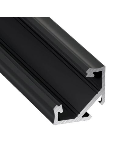 Profilé à angle de 45° pour rubans LED, finition anodisée noire - Type C - 2,02 mètres