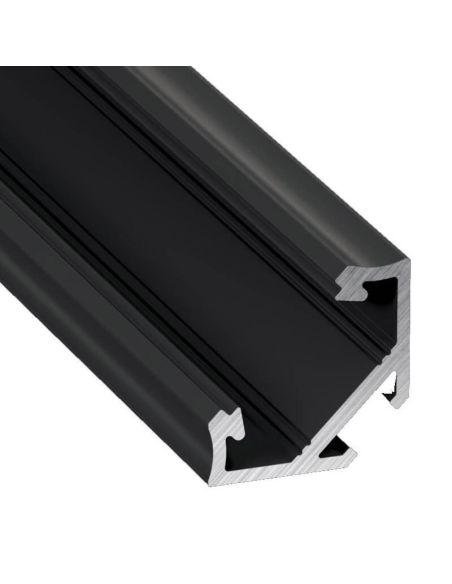 45º Winkelprofil für LED-Streifen in eloxiertem Schwarz -Typ C- 2,02 Meter