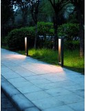 Baliza LED Exterior Aluminio Cristal Sibila Antracita 5W Blanco Calido Diseño moderno | LeonLeds