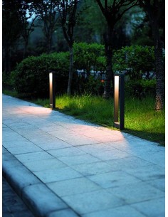 Baliza LED Exterior Aluminio Cristal Sibila Antracita 5W Blanco Calido Diseño moderno | LeonLeds 2