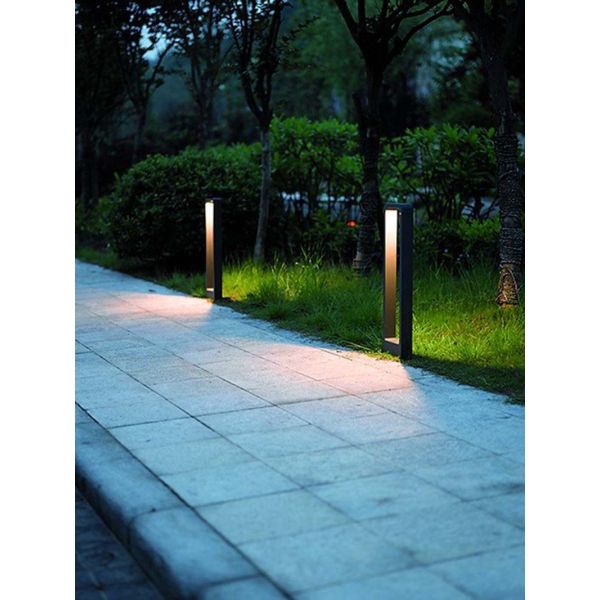Baliza LED Exterior Aluminio Cristal Sibila Antracita 5W Blanco Calido Diseño moderno | LeonLeds