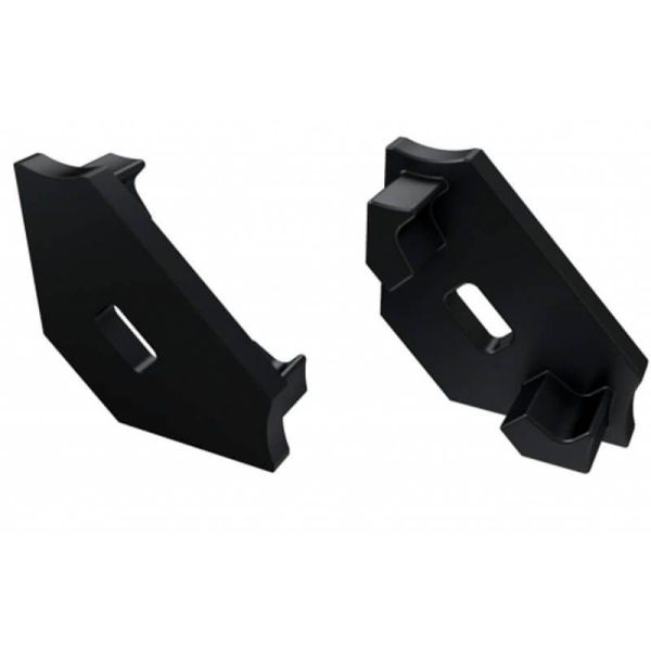Tapa Final Negra con Agujero para Perfil Tipo C Negro Anodizado - Material ABS | LeonLeds