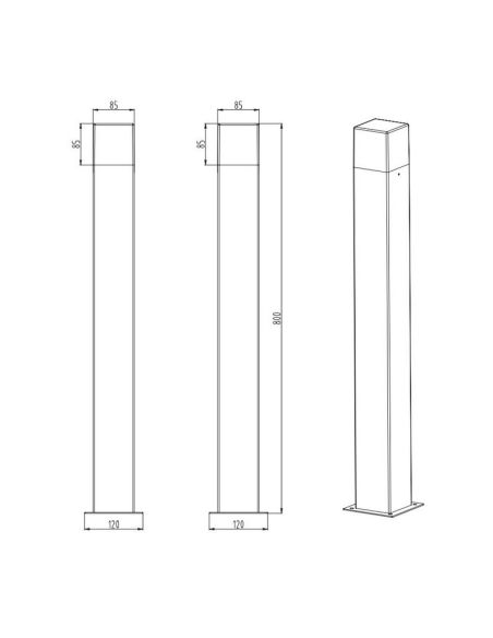 Baliza LED Exterior HUDSON 80cm 1xE14 3,5W 320lm 3000K IP44 | LeonLeds