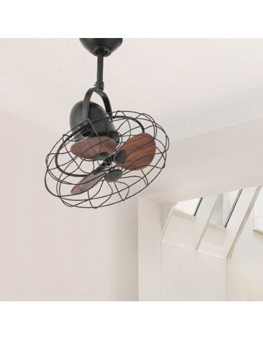Ventilador de Techo KEIKI S marrón con regulador para pared y función inversa verano/invierno Ø 43cm