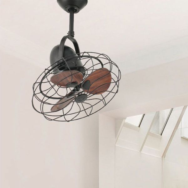 Ventilador de Techo KEIKI S marrón con regulador para pared y función inversa verano/invierno Ø 43cm
