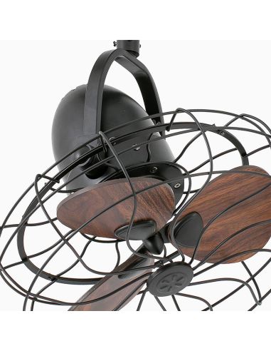 Ventilador de teto KEIKI S castanho com regulador de parede e função invertida verão/inverno detalhe Ø 43cm