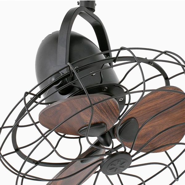 Ventilador de Techo KEIKI S marrón con regulador para pared y función inversa verano/invierno Ø 43cm detalle