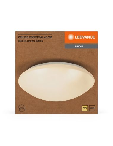 Plafón LED de Techo Gama ESSENTIAL Ø40CM incl.24W IP20 1920lm 3000K | LeonLeds
