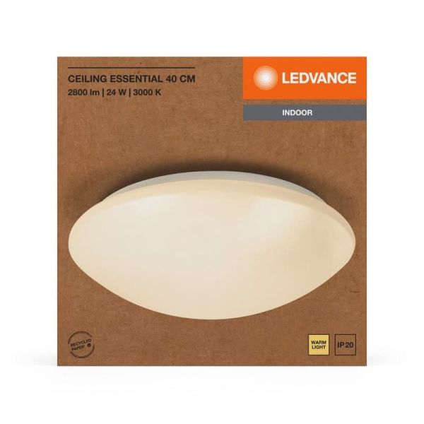 Plafonnier LED Gamme ESSENTIAL Ø40CM incl.24W IP20 1920lm 3000K | LéonLeds
