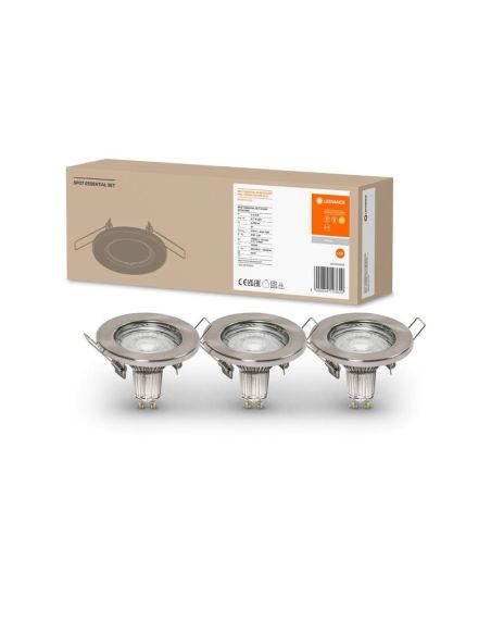 Foco SPOT Gama ESSENTIAL 3X2.6W 2700K GU10 (Set 3 unidades) IP20 Níquel | LeonLeds