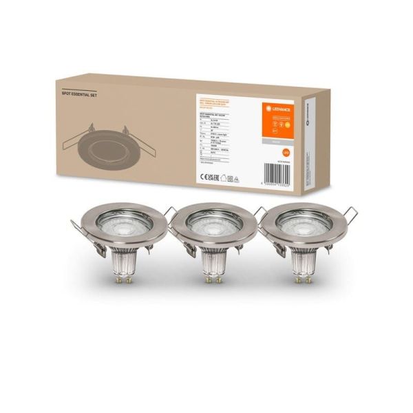 Foco SPOT Gama ESSENTIAL 3X2.6W 2700K GU10 (Set 3 unidades) IP20 Níquel | LeonLeds
