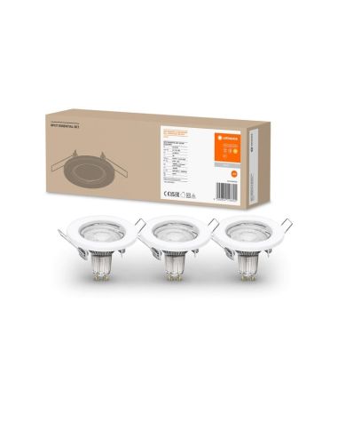 Foco SPOT Gama ESSENTIAL 3X2.6W 2700K GU10 (Conjunto de 3 unidades) IP20 Branco | LeonLeds
