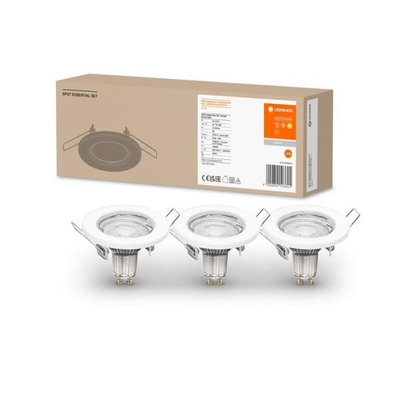 Foco SPOT Gama ESSENTIAL 3X2.6W 2700K GU10 (Set 3 unidades) IP20 Blanco | LeonLeds