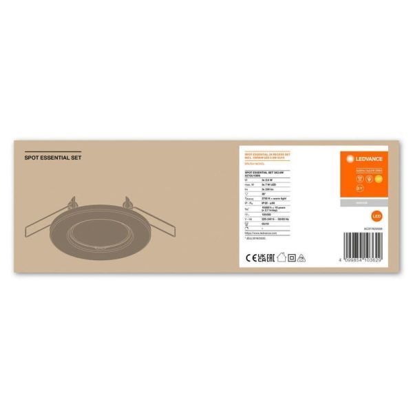 Foco SPOT Gama ESSENTIAL 3X2.6W 2700K GU10 (Conjunto de 3 unidades) IP20 Branco | LeonLeds