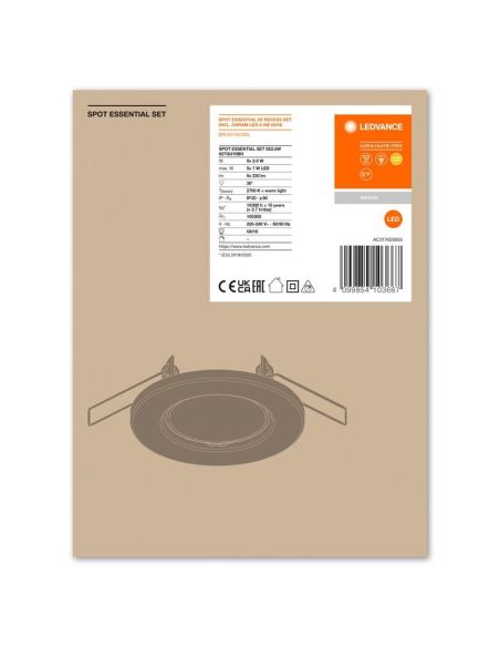 Foco SPOT Gama ESSENTIAL 5X2,6W 2700K GU10 (Conjunto de 5 unidades) IP20 Branco | LeonLeds