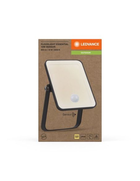 Proyector LED 10W Con Sensor Negro Gama ESSENTIAL 3000K/4000k/6500K IP65 para Exterior | LeonLeds