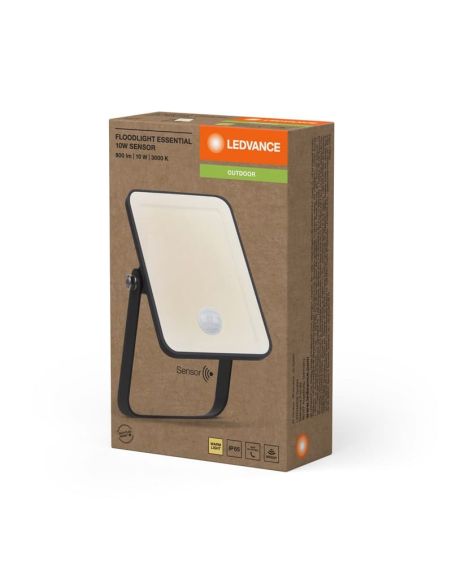 Proyector LED 10W Con Sensor Negro Gama ESSENTIAL 3000K/4000k/6500K IP65 para Exterior | LeonLeds