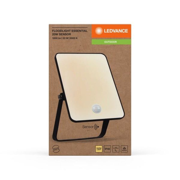 Projetor LED Externo 20W Com Sensor Preto Faixa ESSENCIAL 3000K/4000k/6500K IP65 | LeonLeds