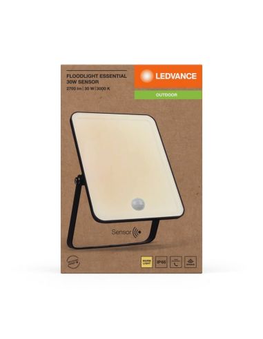 Proyector LED Exterior Con Sensor 30W Negro Gama ESSENTIAL 3000K/4000k/6500K IP65 | LeonLeds