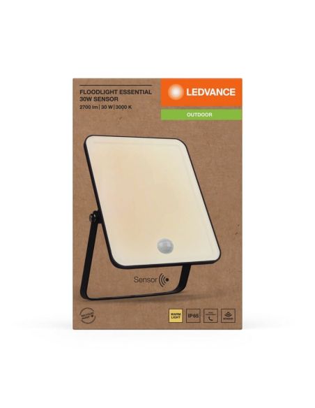 Proyector LED Exterior Con Sensor 30W Negro Gama ESSENTIAL 3000K/4000k/6500K IP65 | LeonLeds