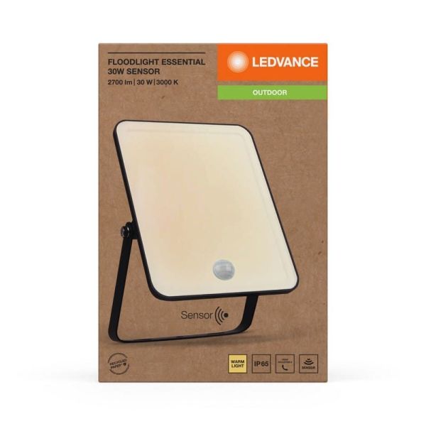 Projetor LED Exterior Com Sensor 30W Preto Gama ESSENCIAL 3000K/4000k/6500K IP65 | LeonLeds