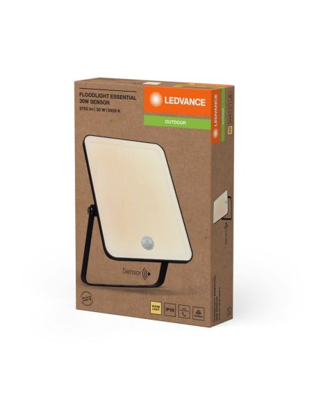 Projetor LED Exterior Com Sensor 30W Preto Gama ESSENCIAL 3000K/4000k/6500K IP65 | LeonLeds